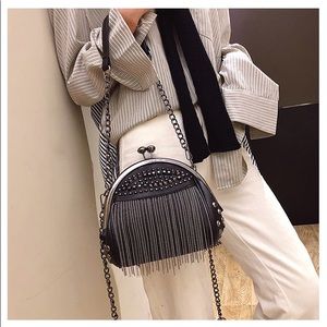 Black bejeweled shoulder/crossbody purse